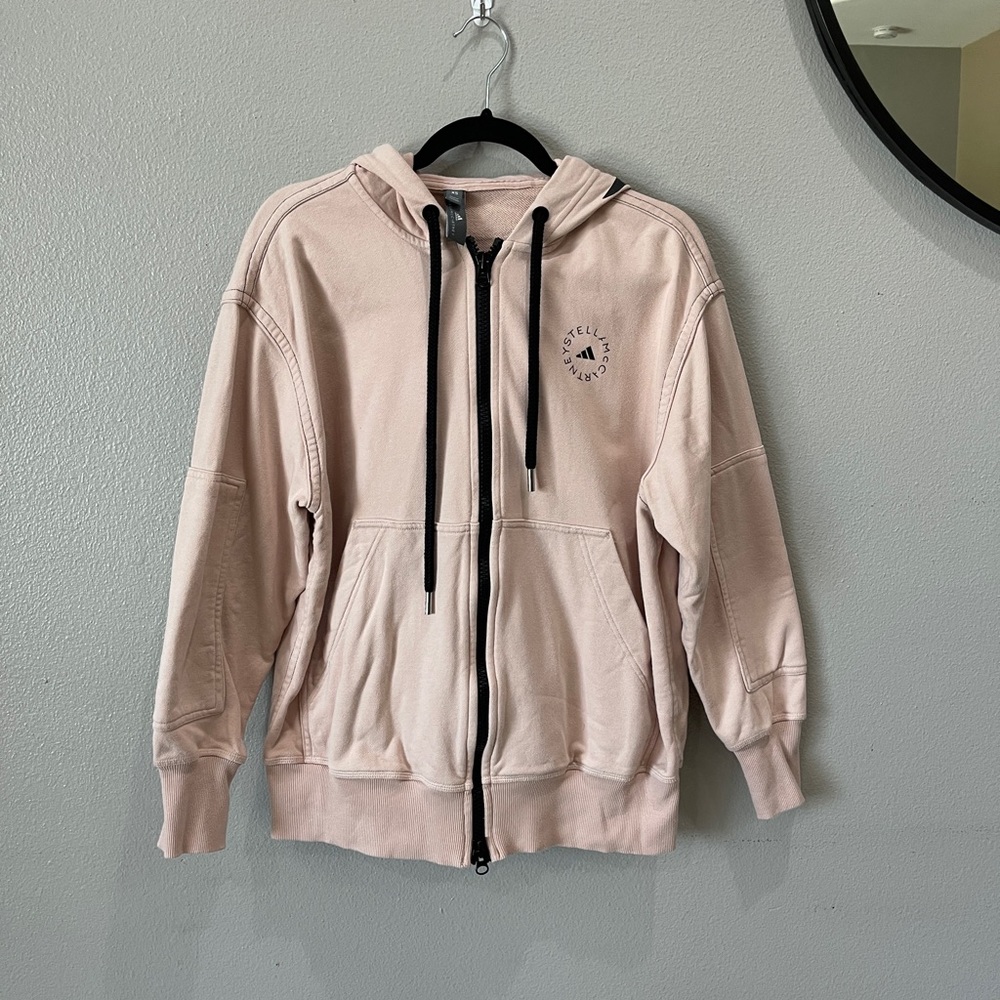 Adidas Stella Mccartney ASMC FZ Hooded Sweatshirt Zip Up Blush Black Size XS
